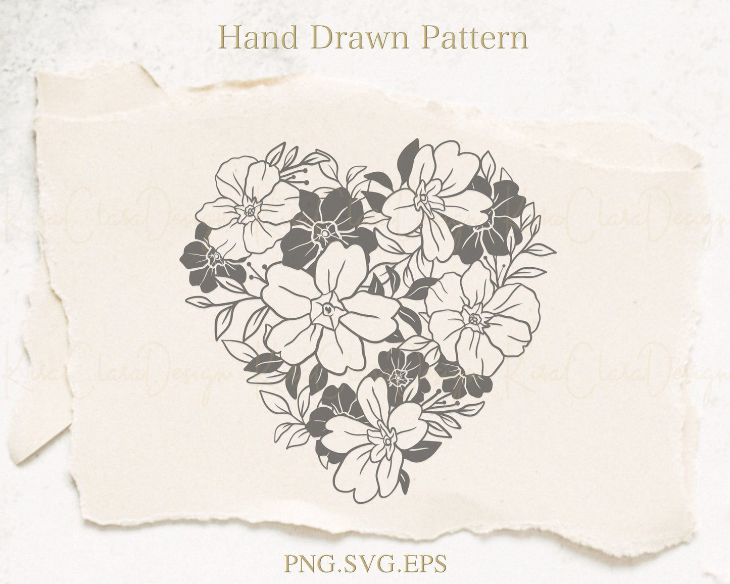 Primrose Clipart/Heart Floral Pattern SVG