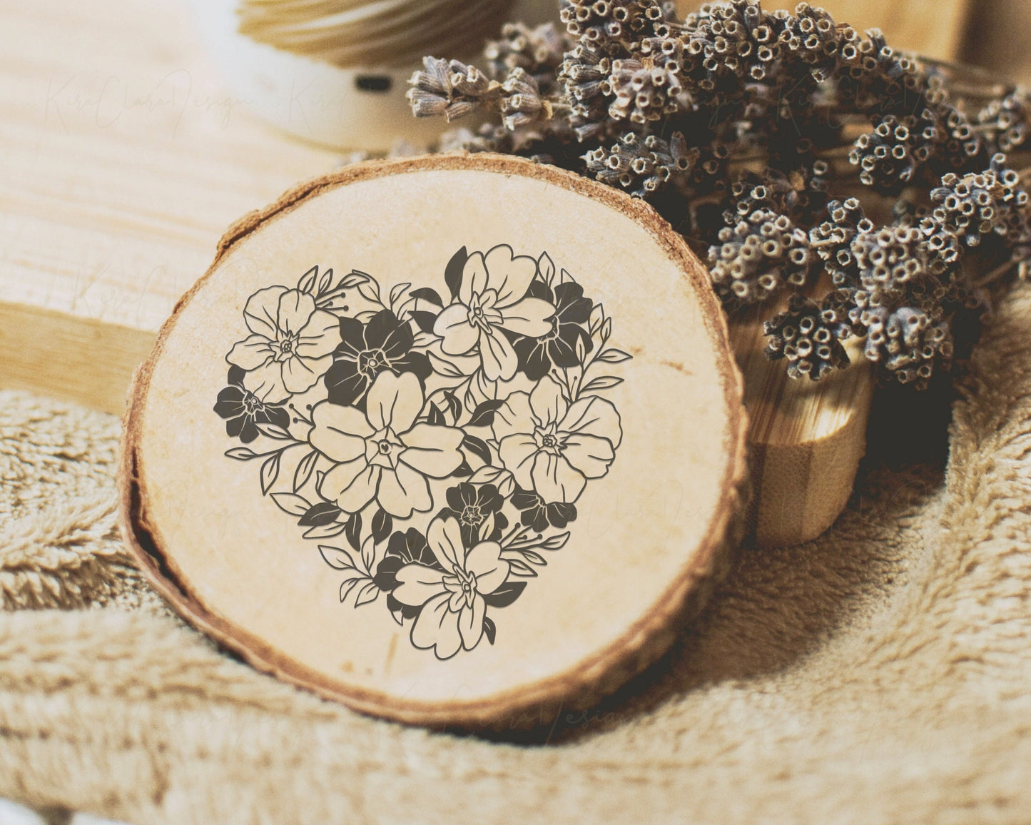 Primrose Clipart/Heart Floral Pattern SVG