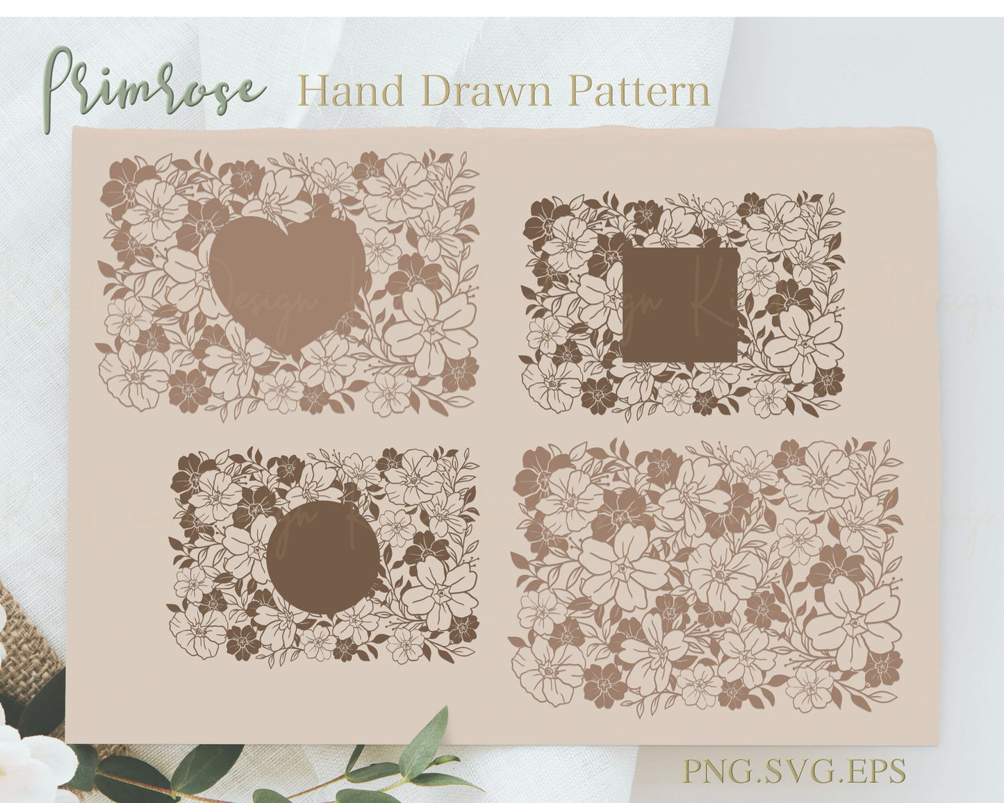 Primrose Clipart/5x7 Floral Pattern SVG