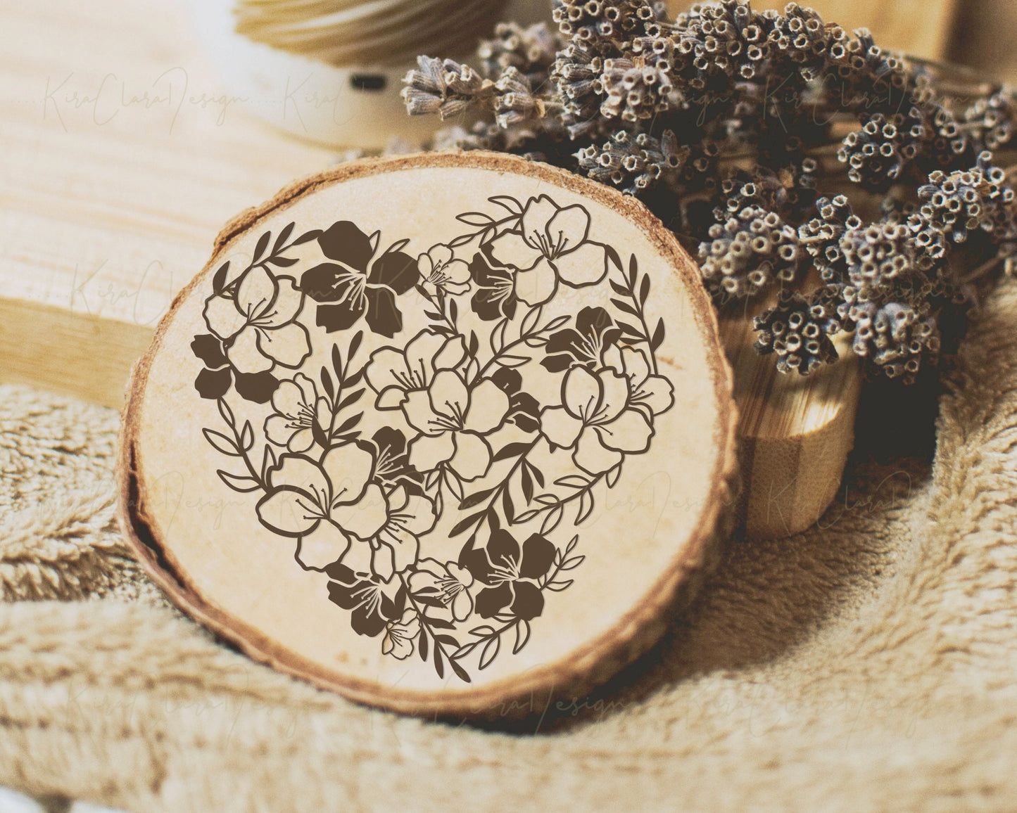 Cherry Blossom Valentine Heart Floral Pattern Clipart