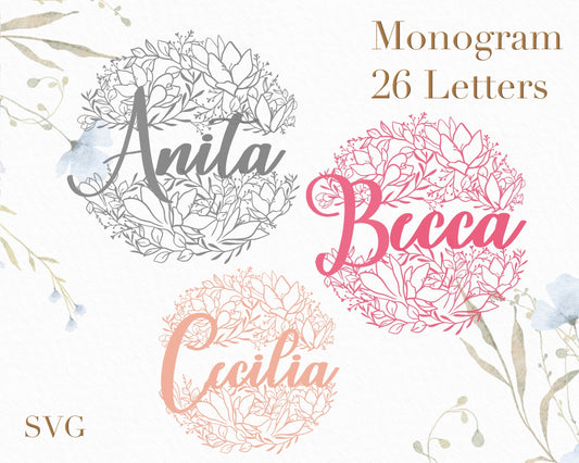 Crocus Floral Monogram Alphabet SVG
