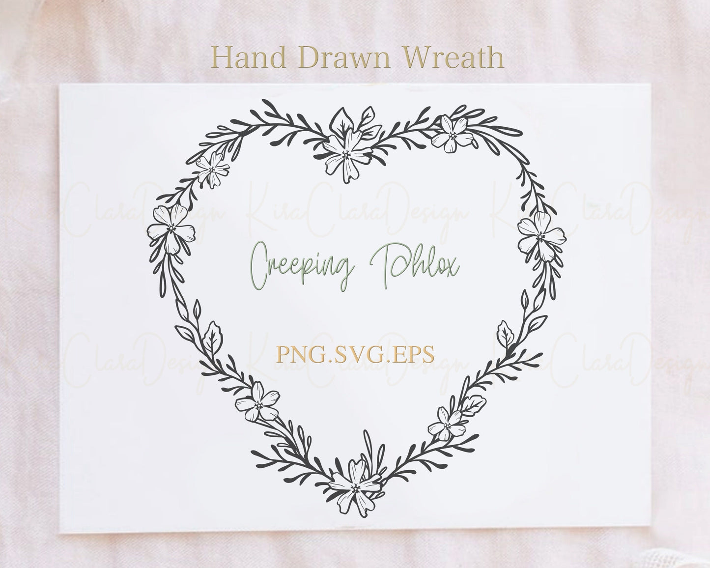 Creeping Phlox Flower Heart Wreath Clipart