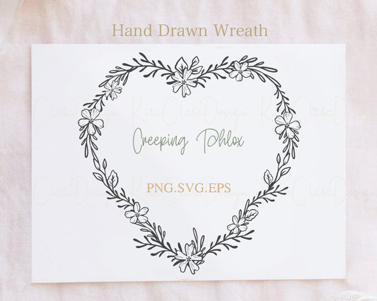 Creeping Phlox Flower Heart Wreath Clipart