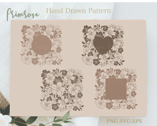 Primrose Clipart/Square Floral Pattern SVG
