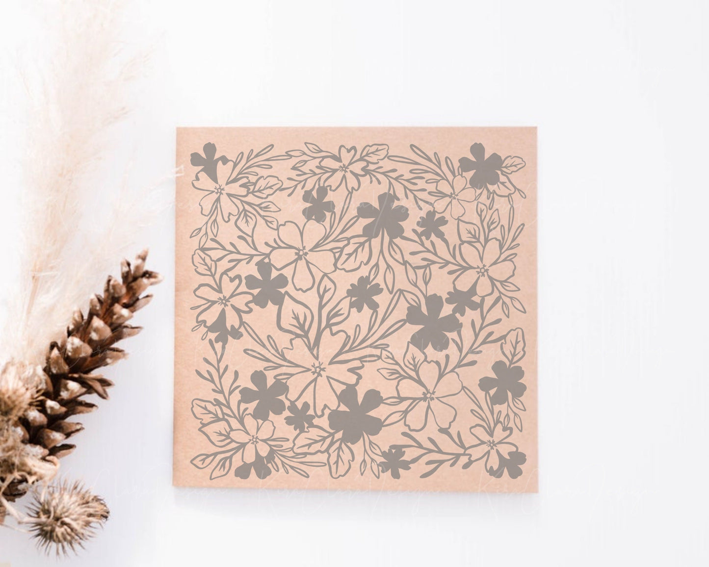 Square Floral Pattern Creeping Phlox Clipart SVG