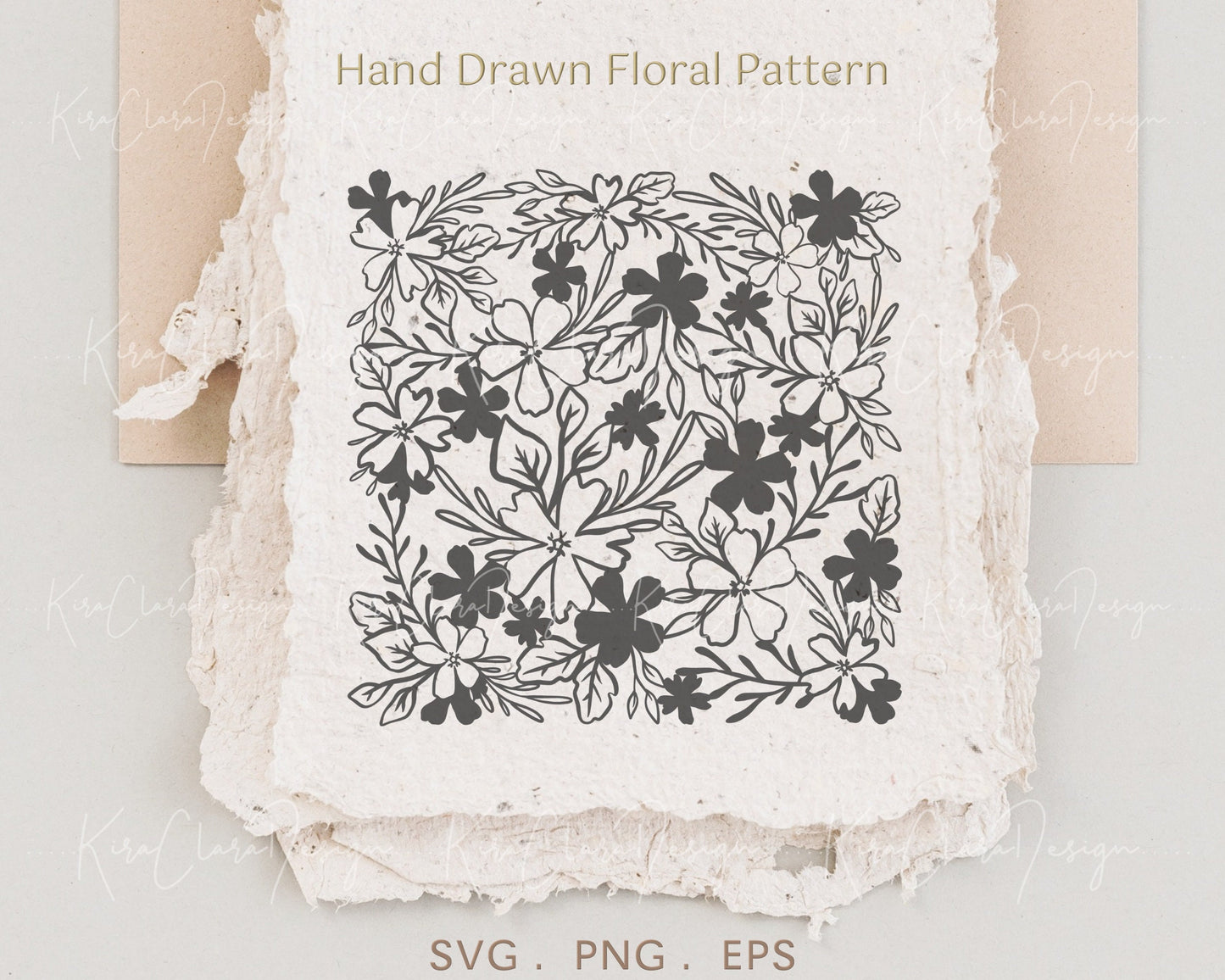 Square Floral Pattern Creeping Phlox Clipart SVG