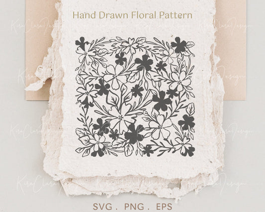 Square Floral Pattern Creeping Phlox Clipart SVG