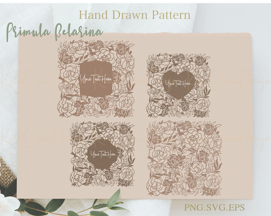 Primula Belarina Square Floral Pattern Clipart
