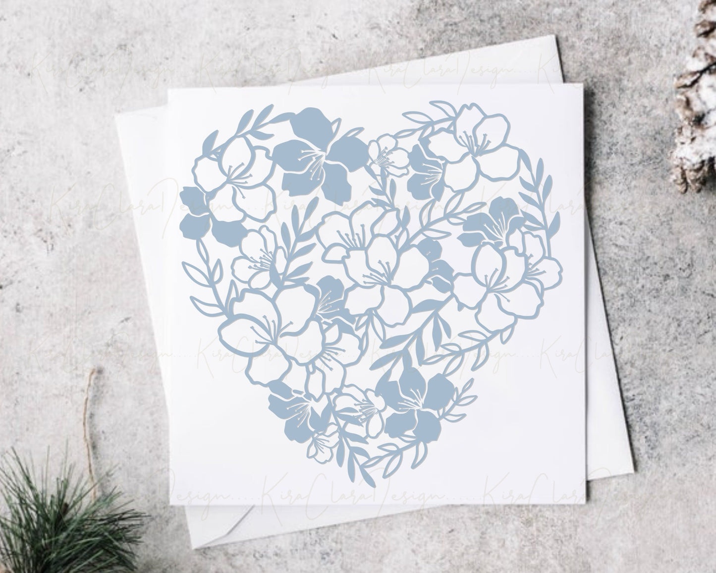 Cherry Blossom Valentine Heart Floral Pattern Clipart