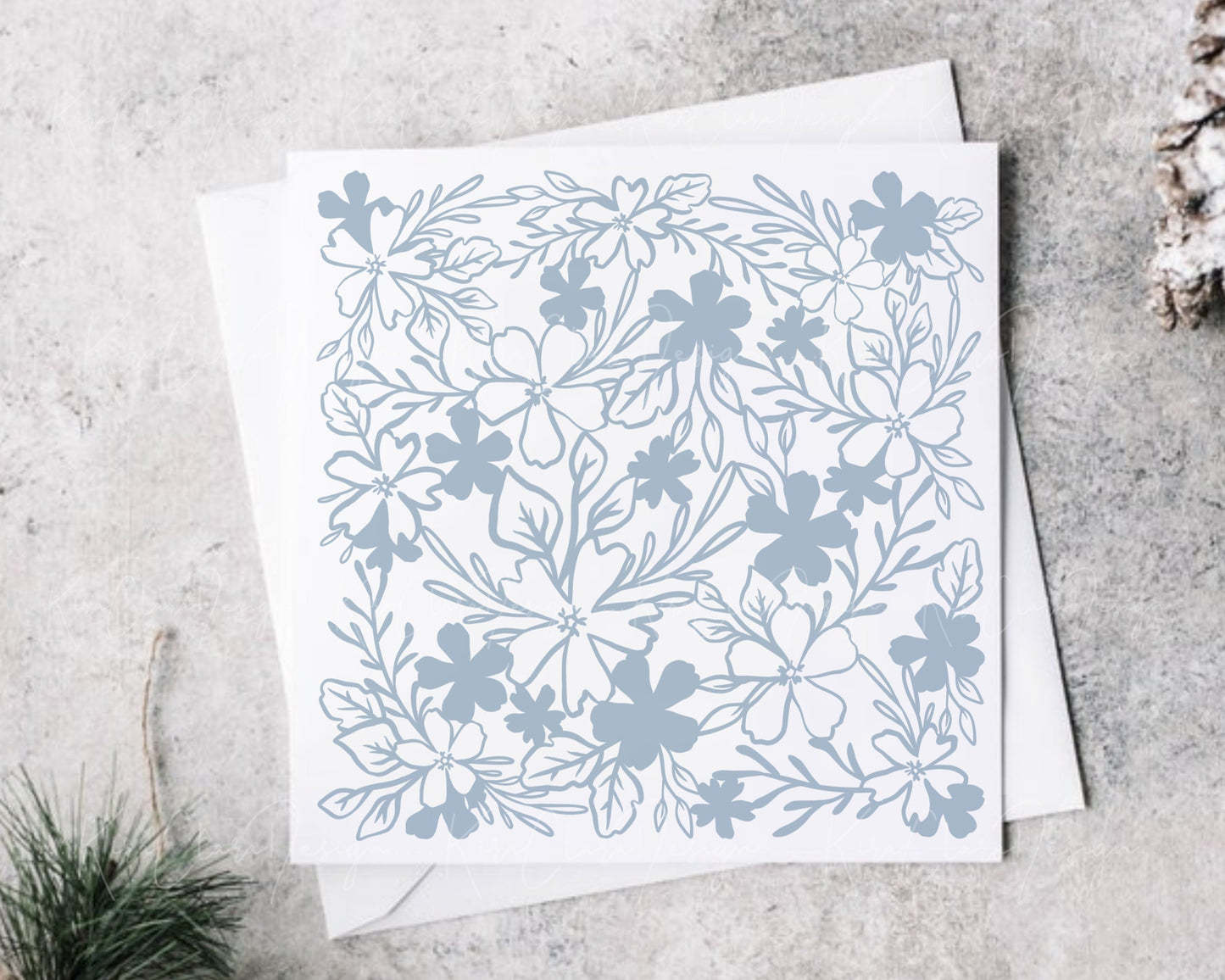 Square Floral Pattern Creeping Phlox Clipart SVG