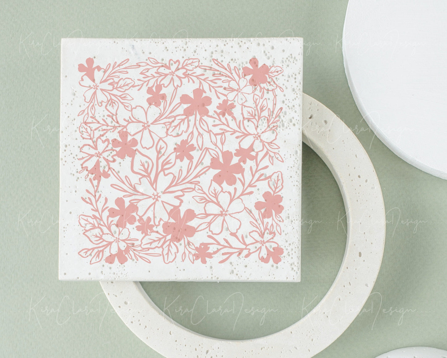 Square Floral Pattern Creeping Phlox Clipart SVG