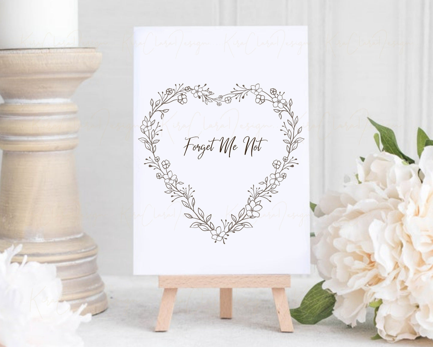 Forget Me Not Flower Heart Wreath Clipart