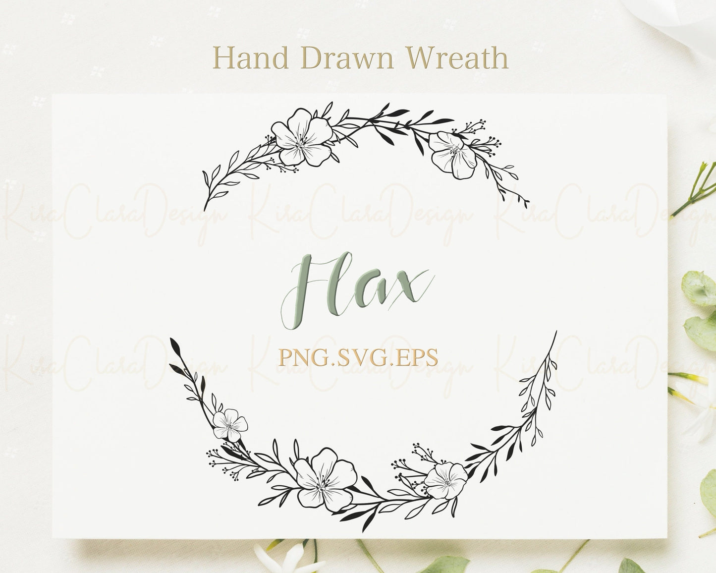 Flax Flower Wreath Clipart/Linseed SVG