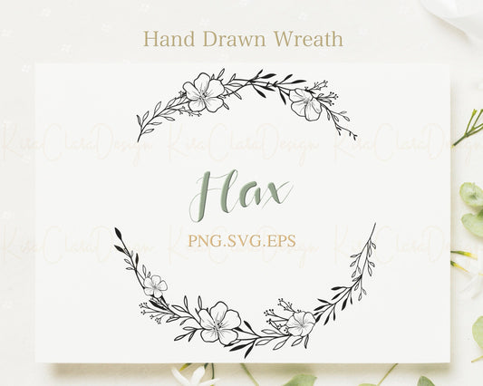 Flax Flower Wreath Clipart/Linseed SVG