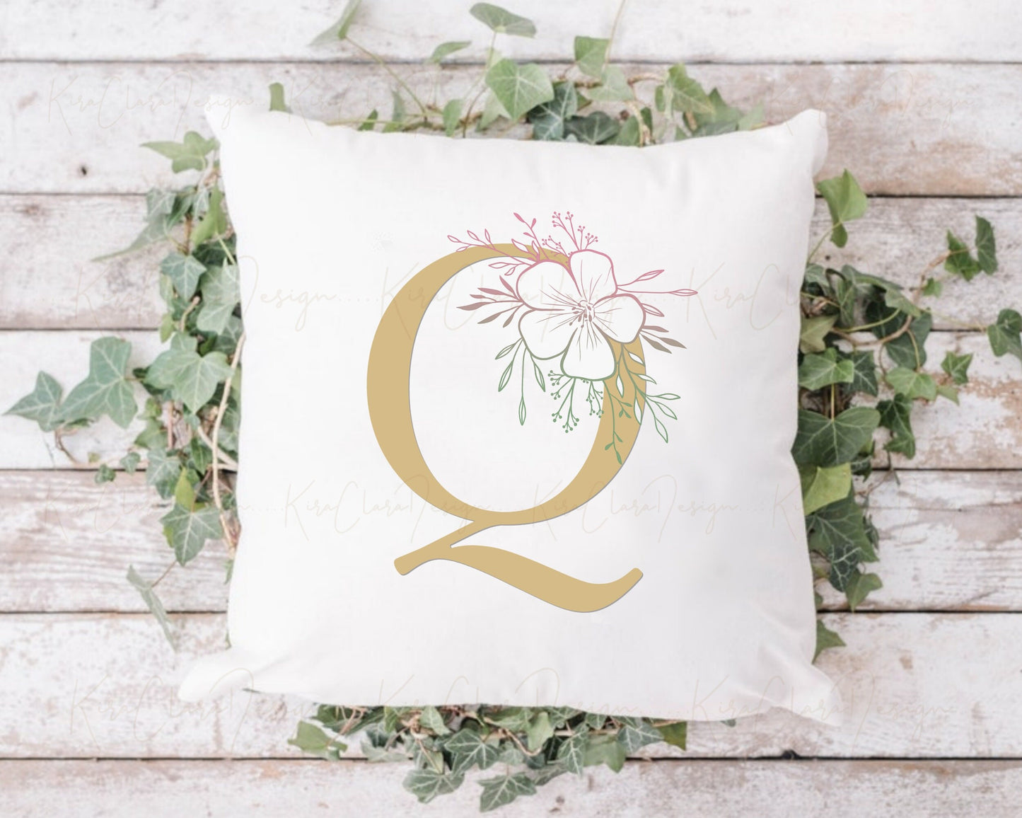 Colourful Flax Floral Monogram Alphabet Clipart