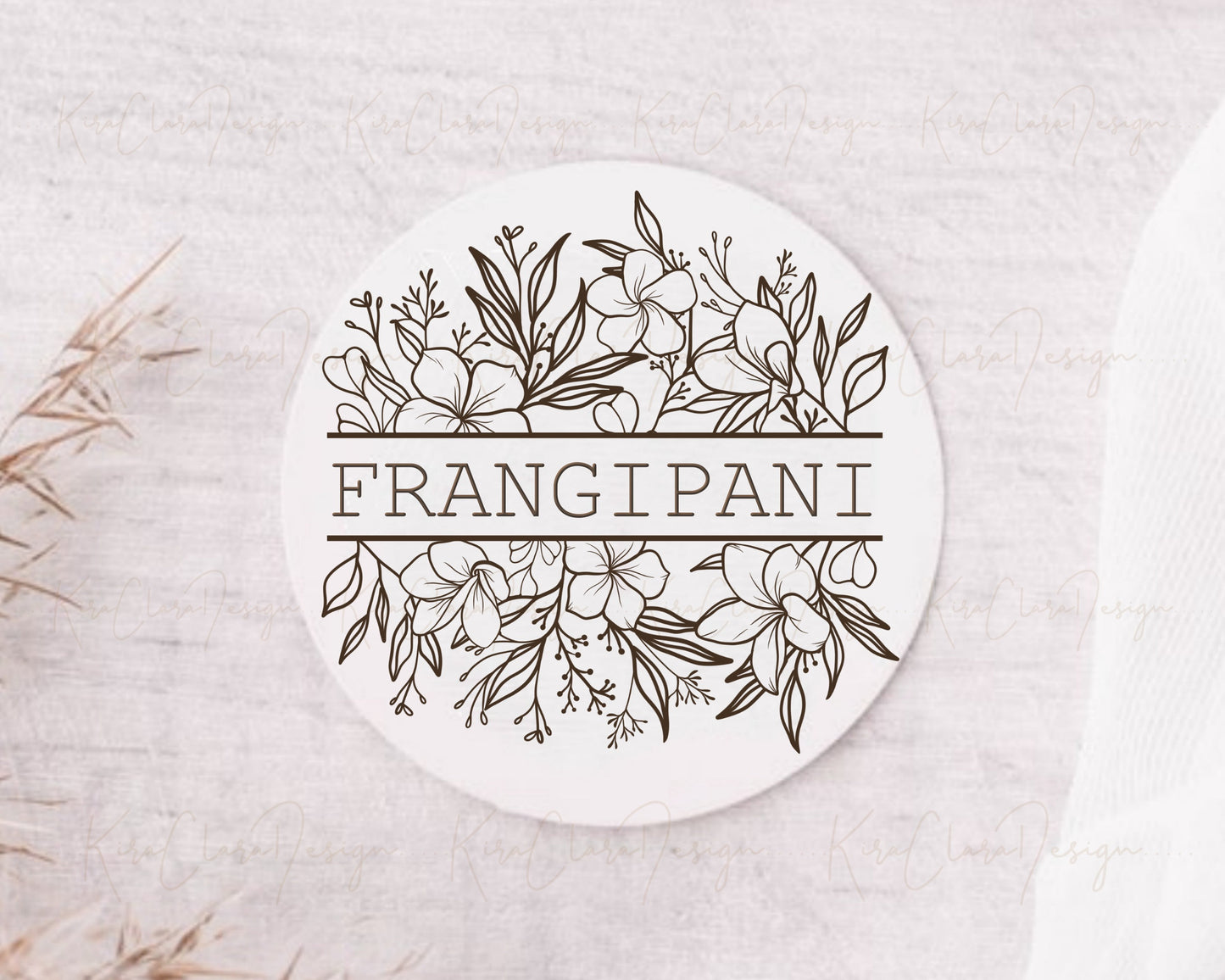 Frangipani Flower (Plumeria) Split Flower Border Frame Clipart