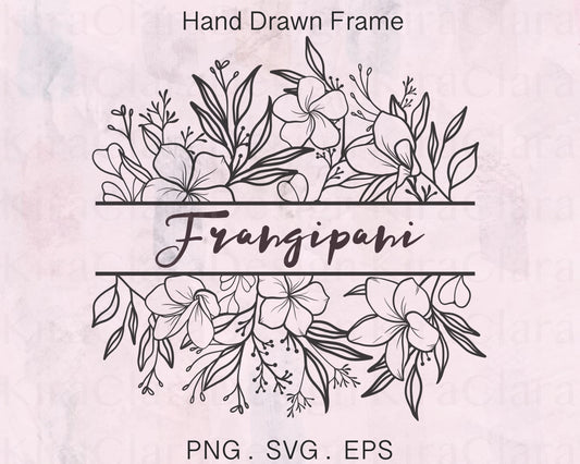 Frangipani Flower (Plumeria) Split Flower Border Frame Clipart