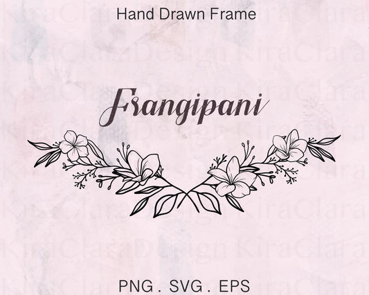 Frangipani Flower (Plumeria) Border Frame Clipart