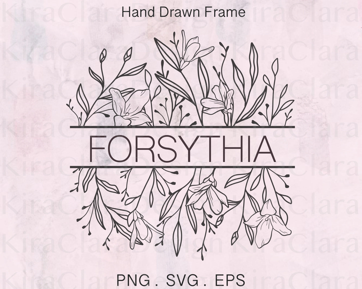 Forsythia Flower Split Border Frame Clipart