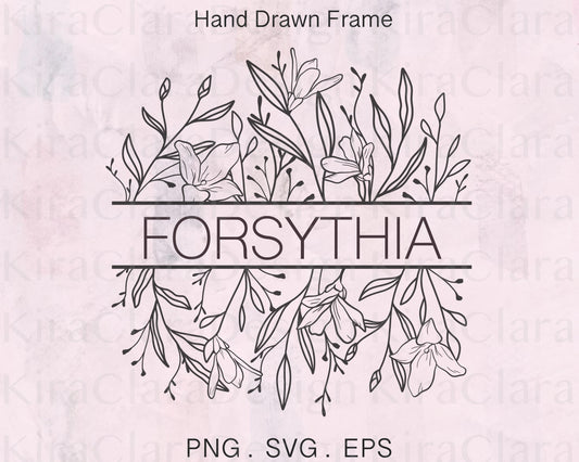 Forsythia Flower Split Border Frame Clipart