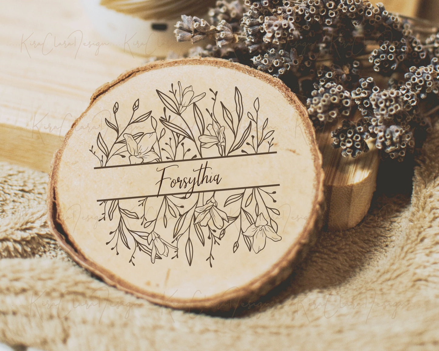 Forsythia Flower Split Border Frame Clipart