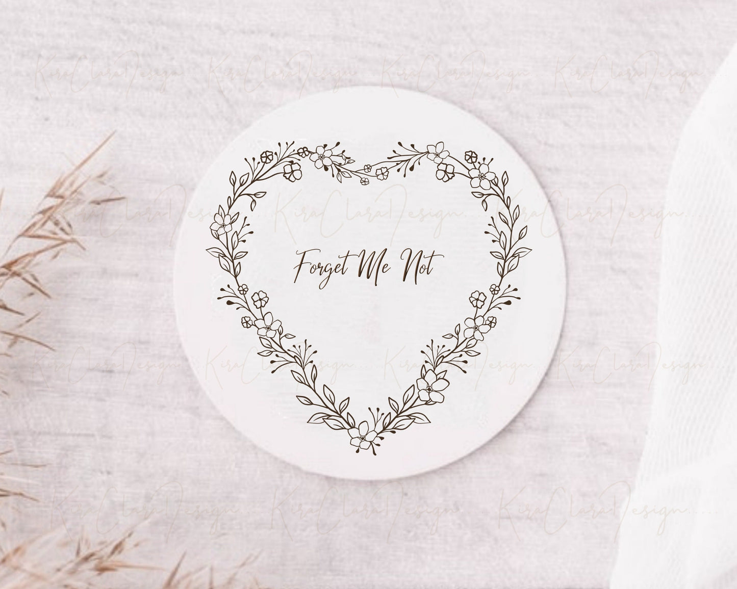 Forget Me Not Flower Heart Wreath Clipart