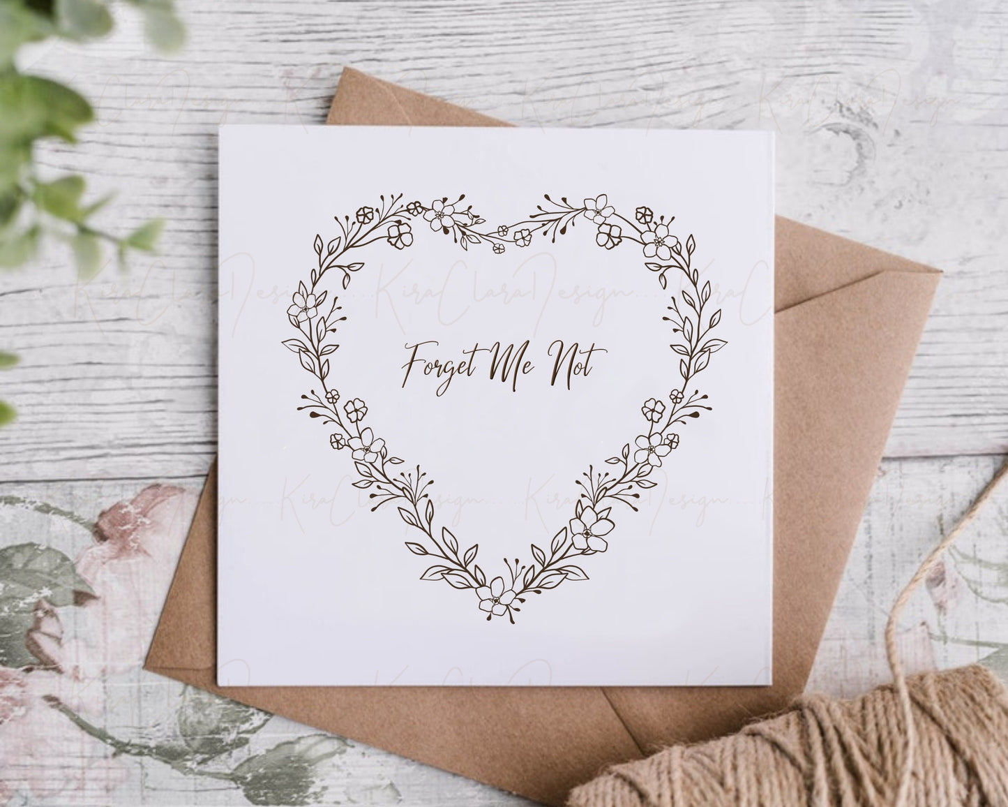 Forget Me Not Flower Heart Wreath Clipart