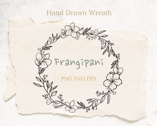 Frangipani Flower (Plumeria) Circle Wreath Clipart