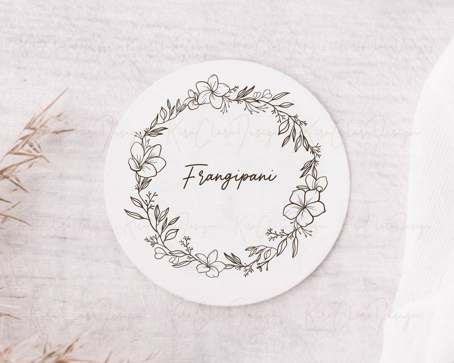 Frangipani Flower (Plumeria) Circle Wreath Clipart