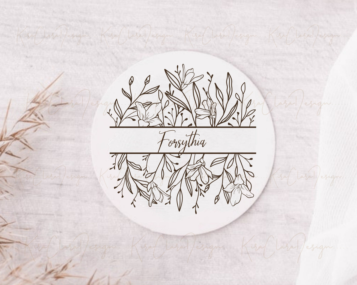 Forsythia Flower Split Border Frame Clipart