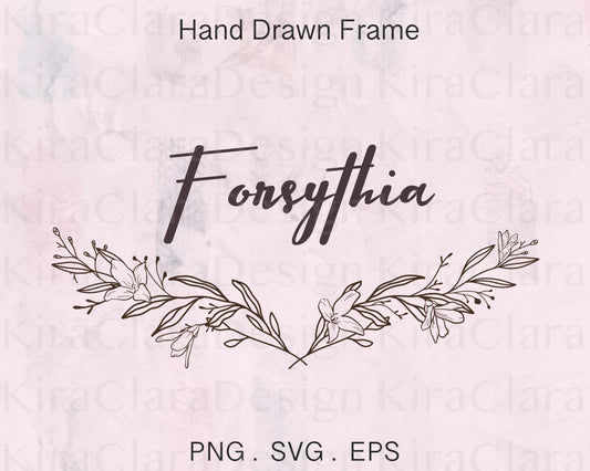 Forsythia Flower Bottom Border Frame Clipart SVG
