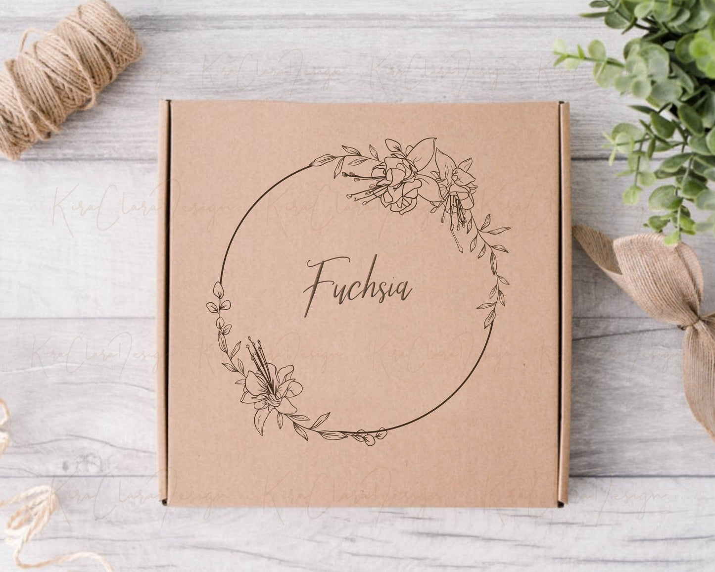 Fuchsia Flower Circle Wreath Clipart