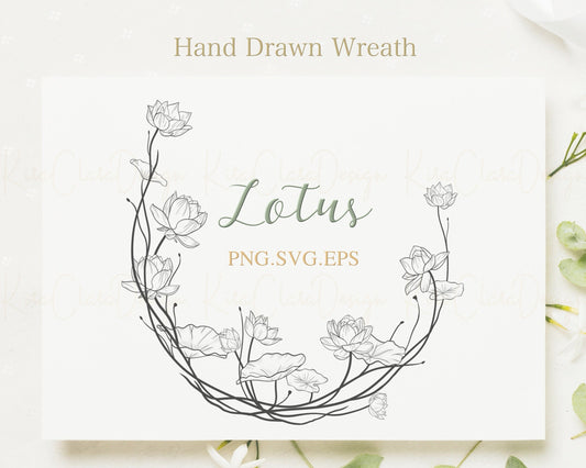 Lotus Flower Wreath Clipart