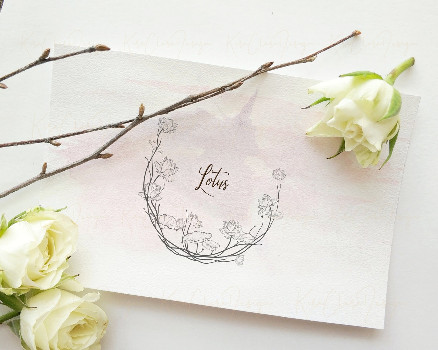 Lotus Flower Wreath Clipart