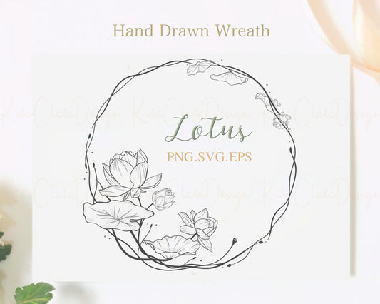 Lotus Flower Wreath Clipart