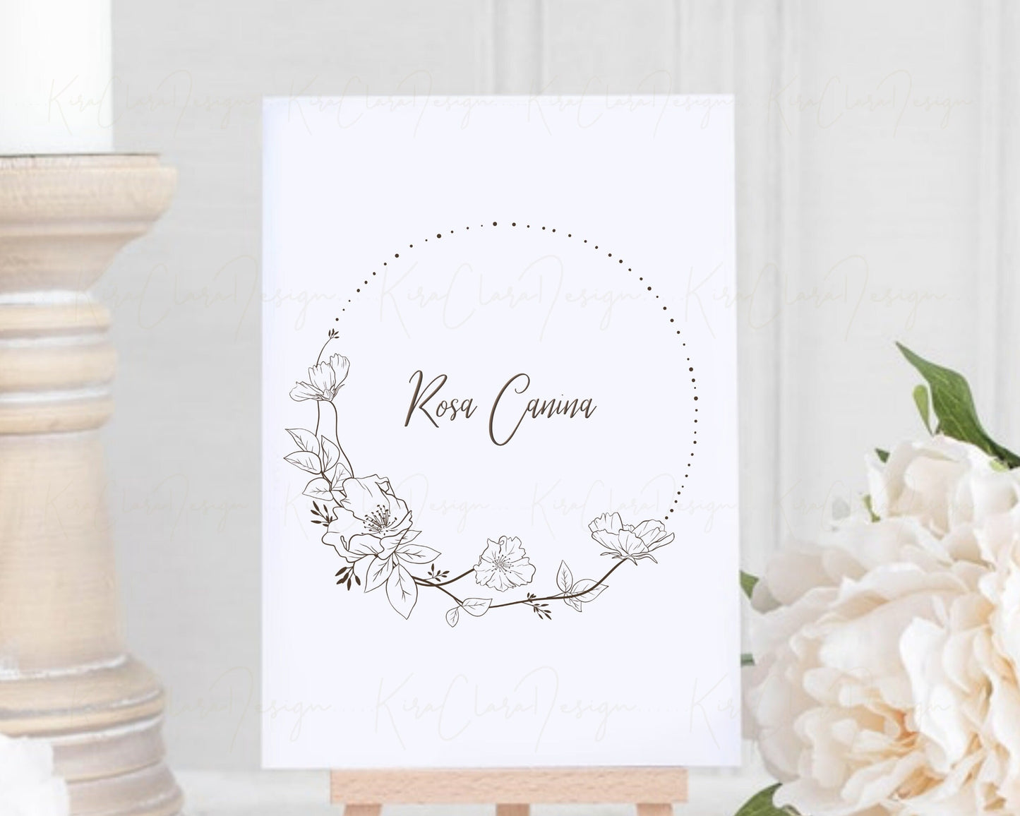 Rosa Canina Flower Circle Wreath Clipart