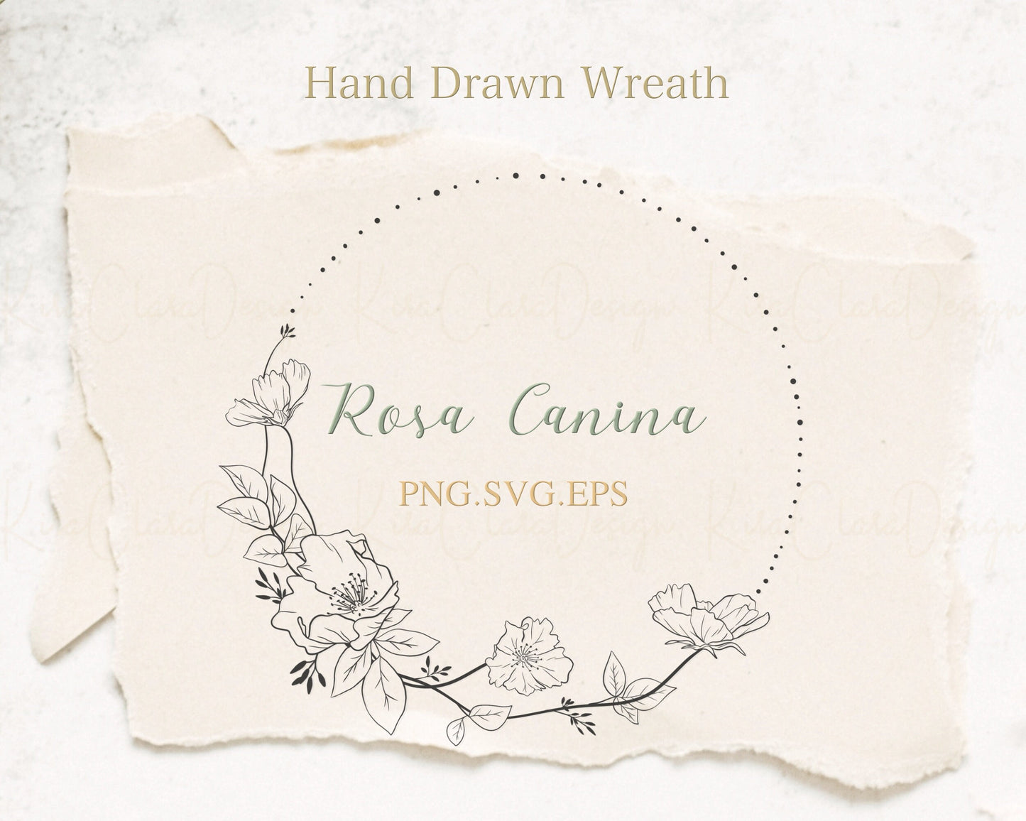 Rosa Canina Flower Circle Wreath Clipart