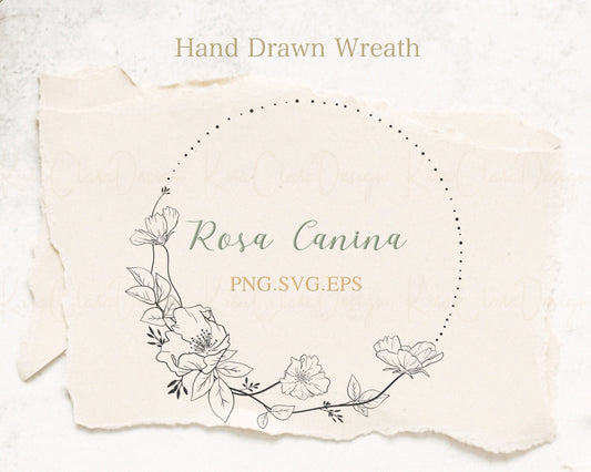 Rosa Canina Flower Circle Wreath Clipart