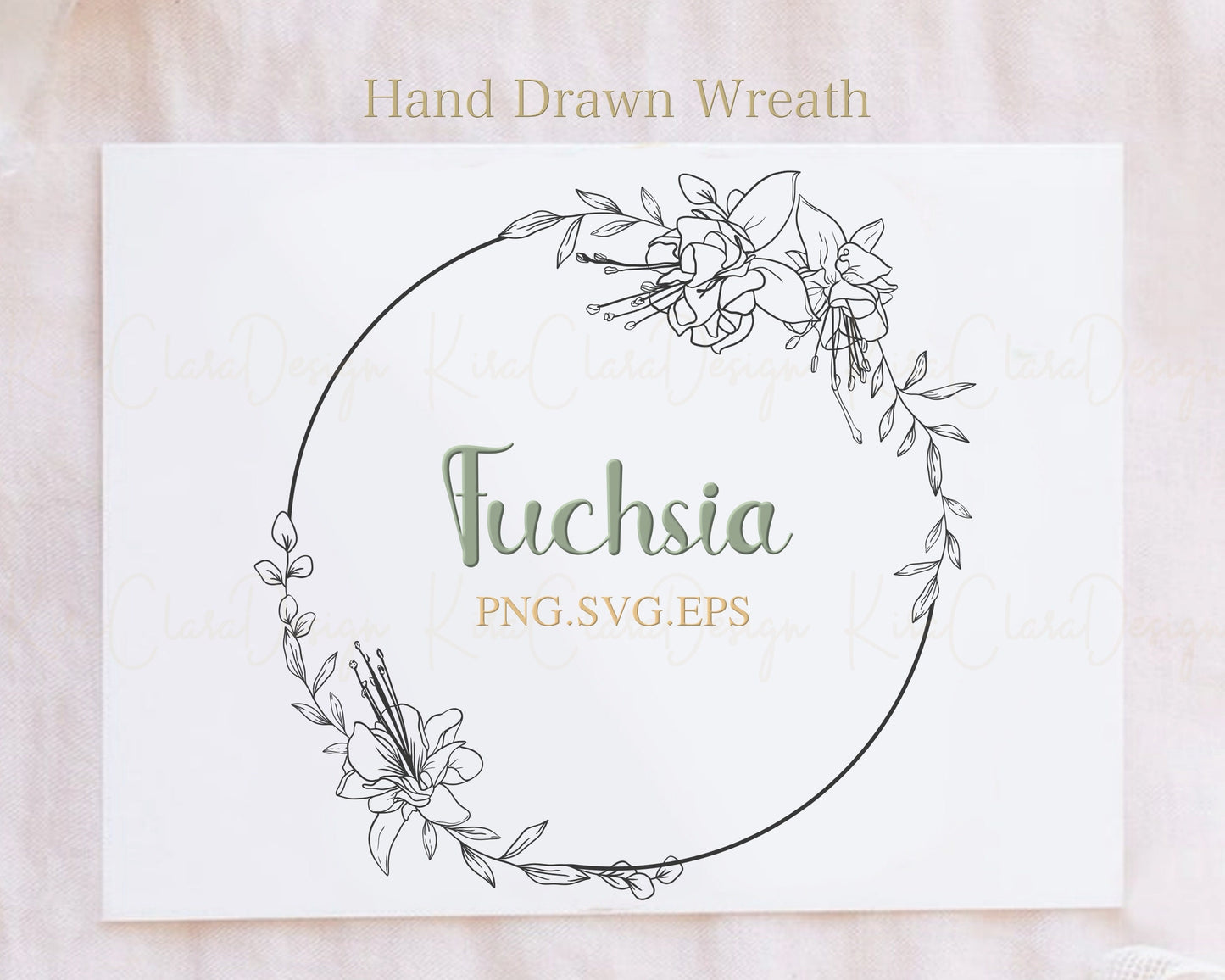 Fuchsia Flower Circle Wreath Clipart