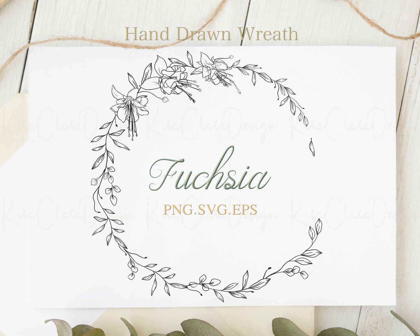 Fuchsia Flower Circle Wreath Clipart