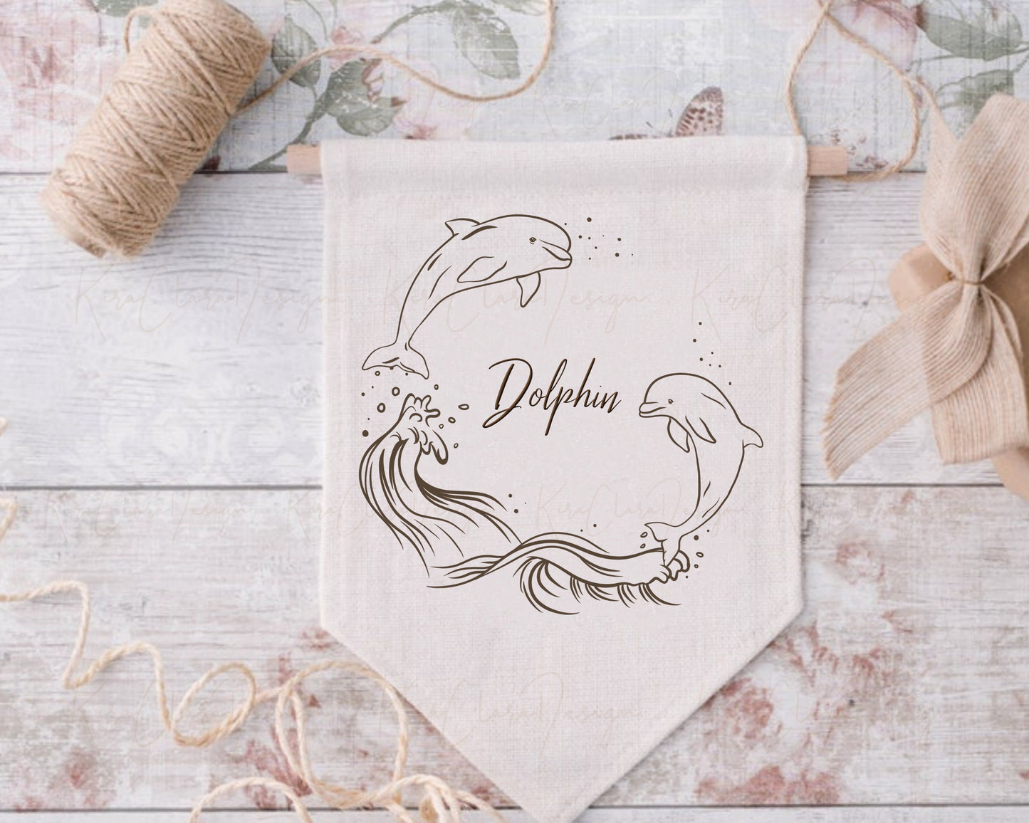 Sea Animal Dolphin Wreath Clipart