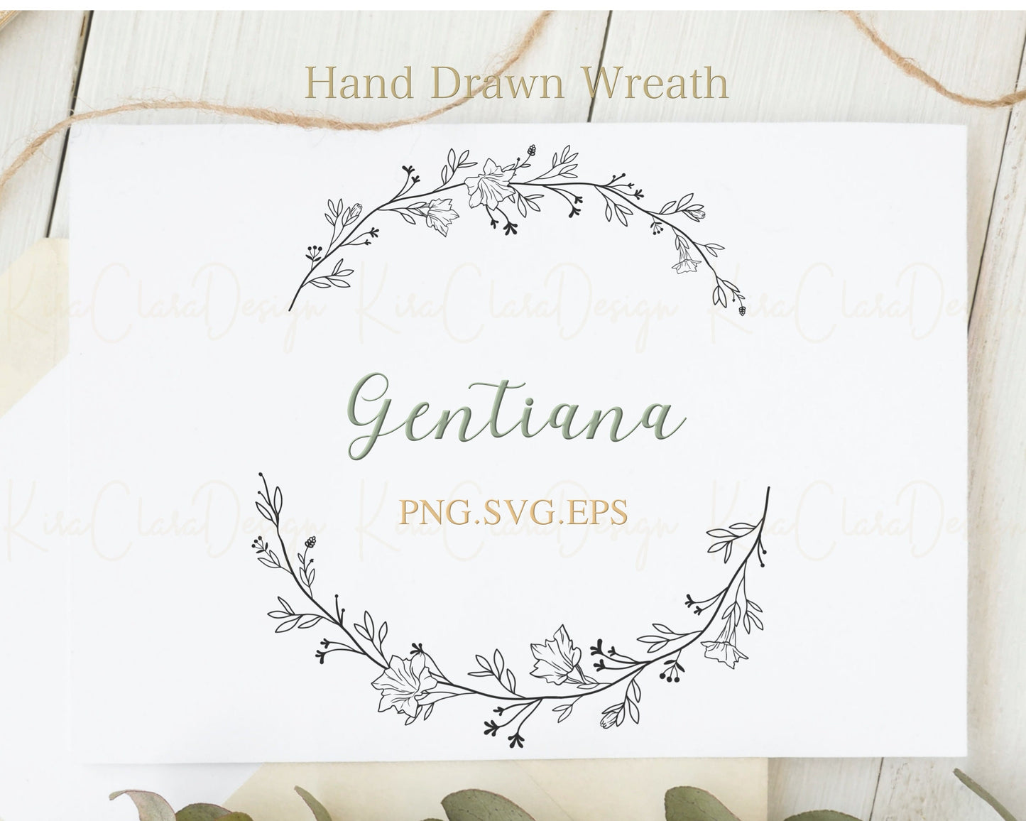 Gentiana Flower Half Wreath Clipart