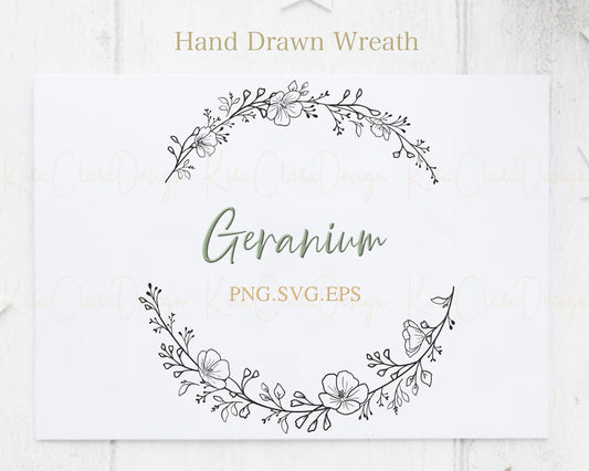 Geranium Flower Half Wreath Clipart Cranesbills Vector