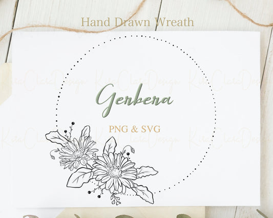 Gerbera Flower Circle Wreath Clipart