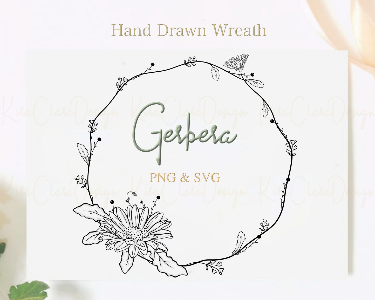 Gerbera Flower Circle Wreath Clipart