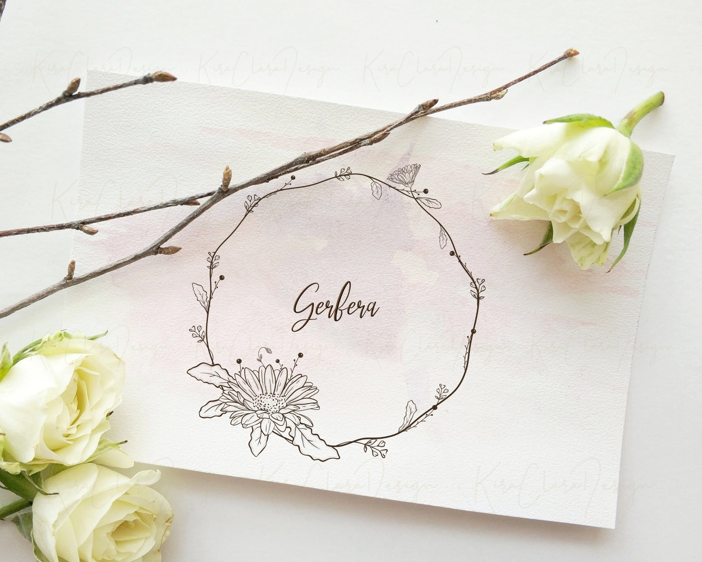 Gerbera Flower Circle Wreath Clipart