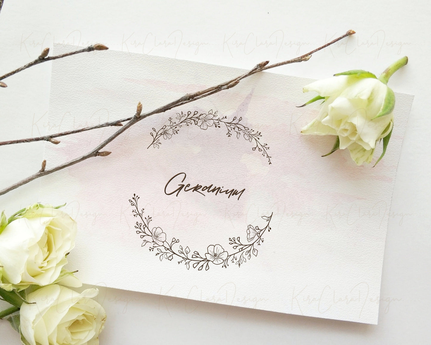Geranium Flower Half Wreath Clipart Cranesbills Vector