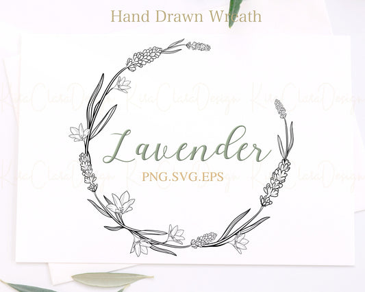 Lavender Flower Wreath Clipart SVG