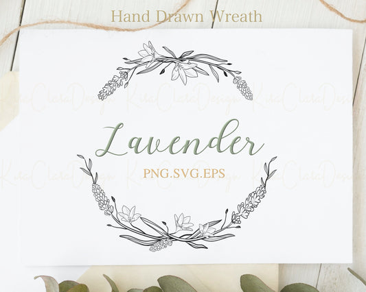 Lavender Flower Wreath Clipart SVG