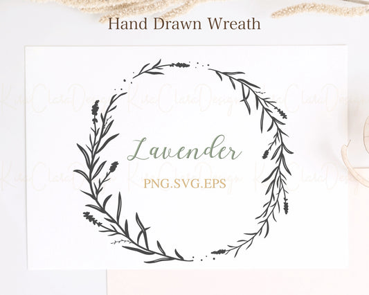 Lavender Flower Wreath Clipart SVG
